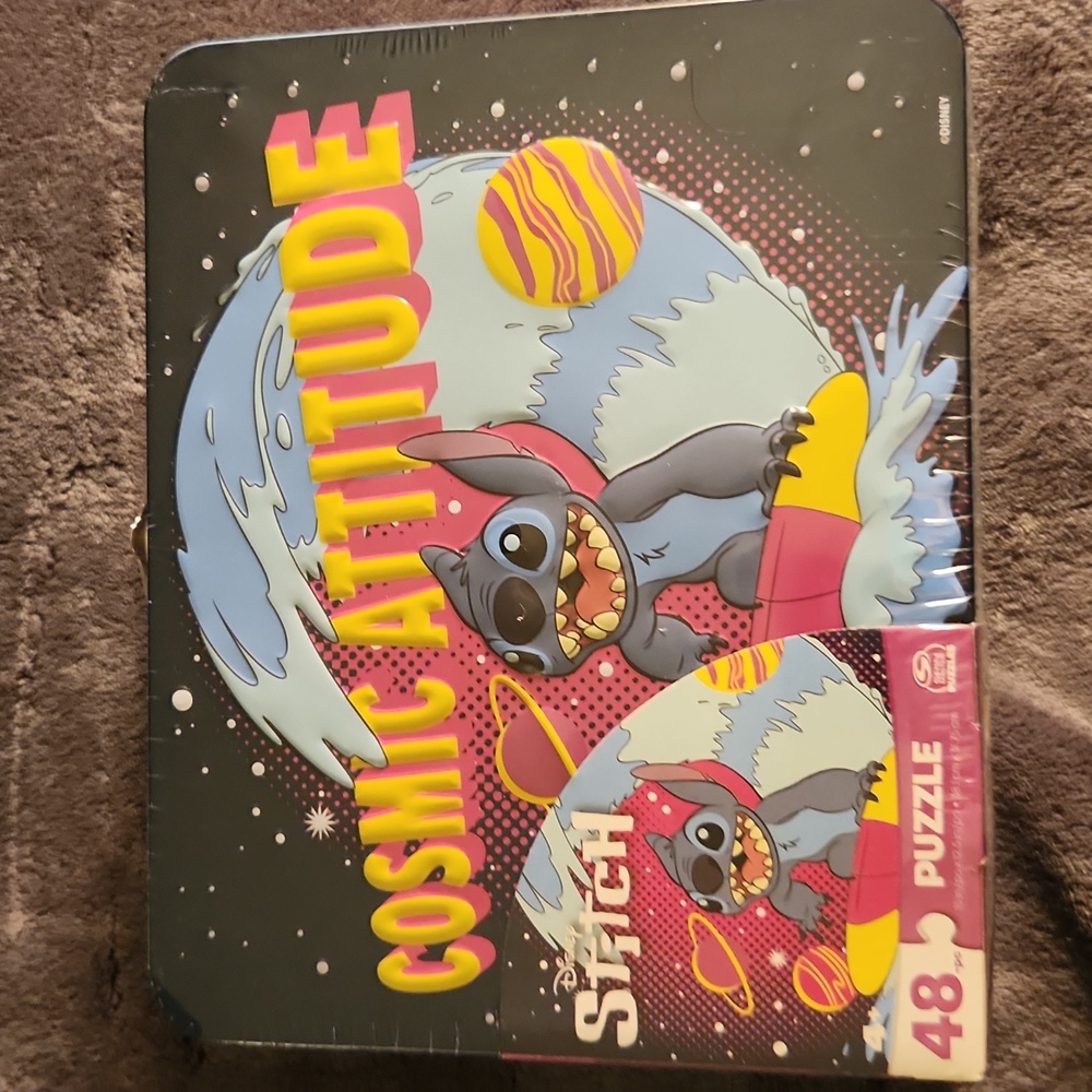 Stitch 48 Piece Puzzle In Metal Lunch Box